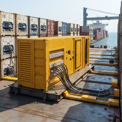 400kW 600kva خاموش نوع Reefer Sockets Deck ژنراتور دیزل 60Hz کانتینر Reefer Genset Power Pack با گیرنده ها