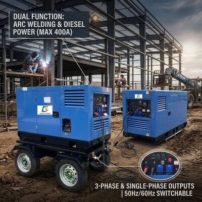 خاموش 500A 400Amp Mig Tig DC Welder ژنراتور یکپارچه دیزل و دستگاه جوش